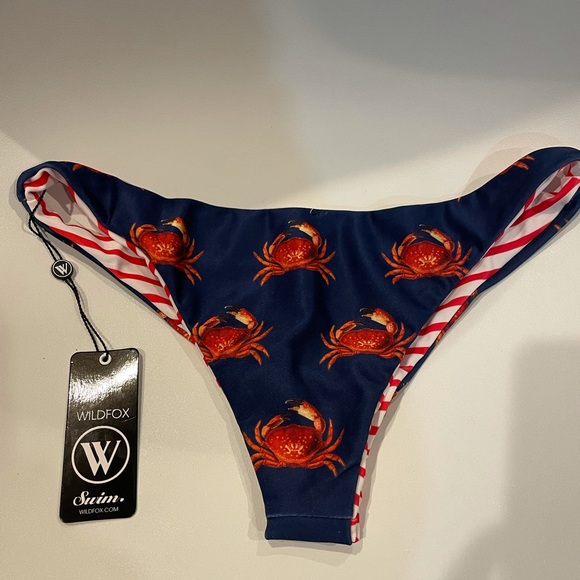 FINAL PRICE Wildfox Crabby Reversible Bikini Brazilian Bottom Nautical Stripe - Picture 5 of 6